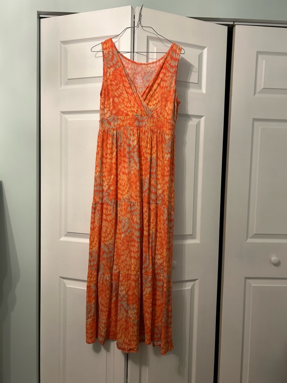 St. John's Bay Orange Floral Sleeveless Maxi Dress